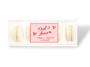 5pc Clear Box of Macarons with That's Amore Squiggly Label