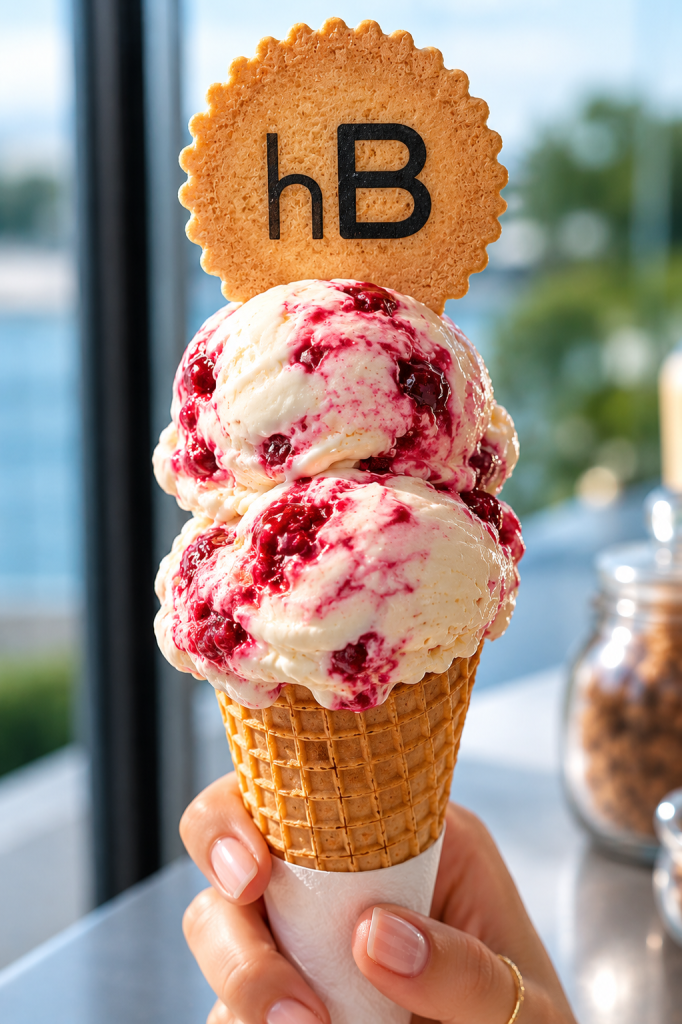 gelato with printed branded wafer